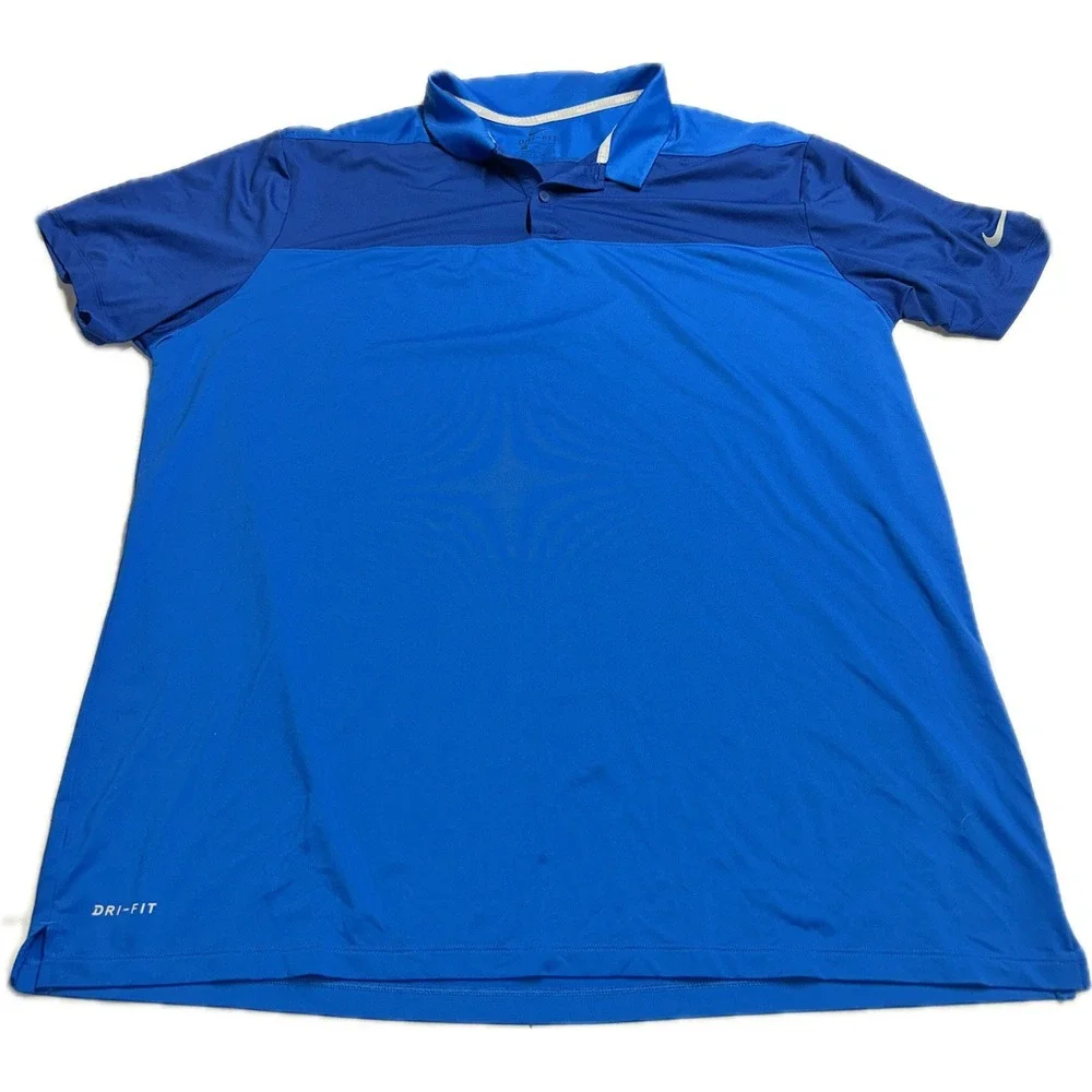 Nike Blue Color Block‎ Dri Fit Golf Short Sleeve Men's Size 2XL Polo Shirt